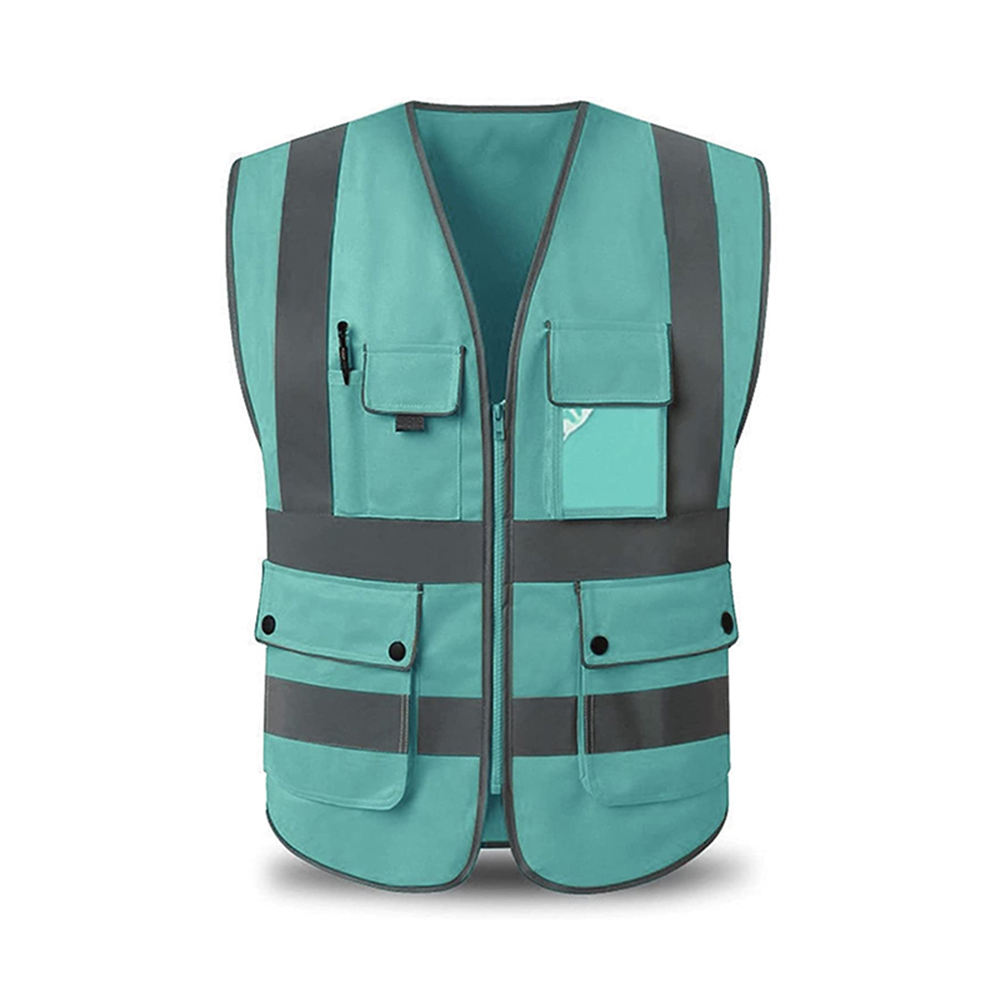 National Apparels Customized Black Reflective Safety Vest Company Logo With Pockets Custom Color Fluorescent Visibility Work Class 2 Safety Vest